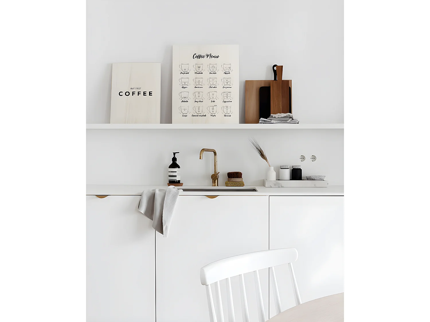 Tableau en bois First Coffee 30x40cm