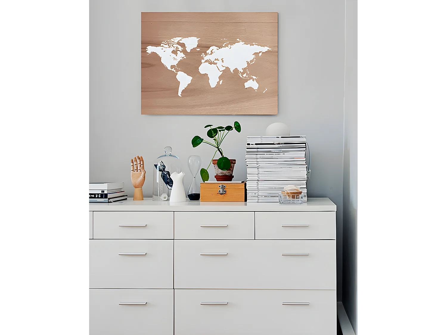 Cuadro de madera Mapamundi envejecido