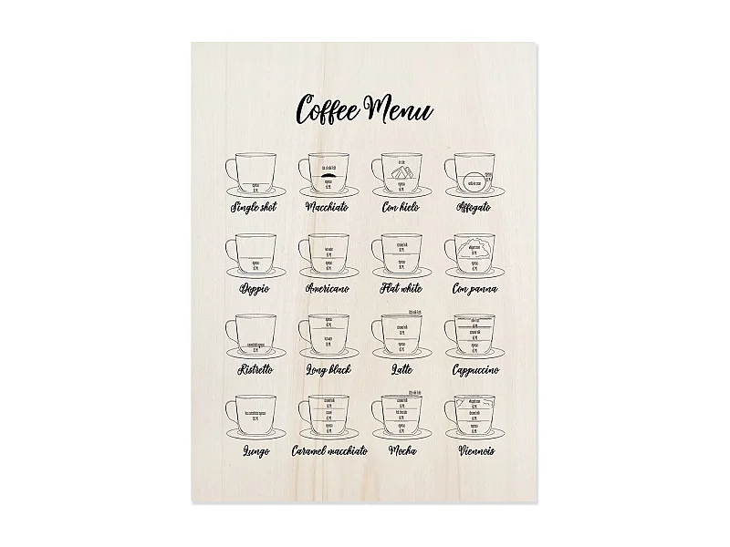 Cuadro de madera Coffee Menu