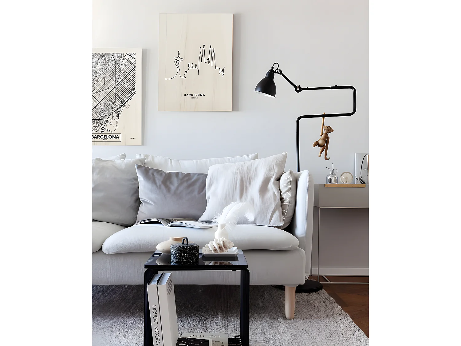 Cuadro de madera Barcelona Skyline