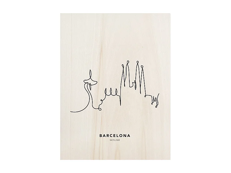 Cuadro de madera Barcelona Skyline