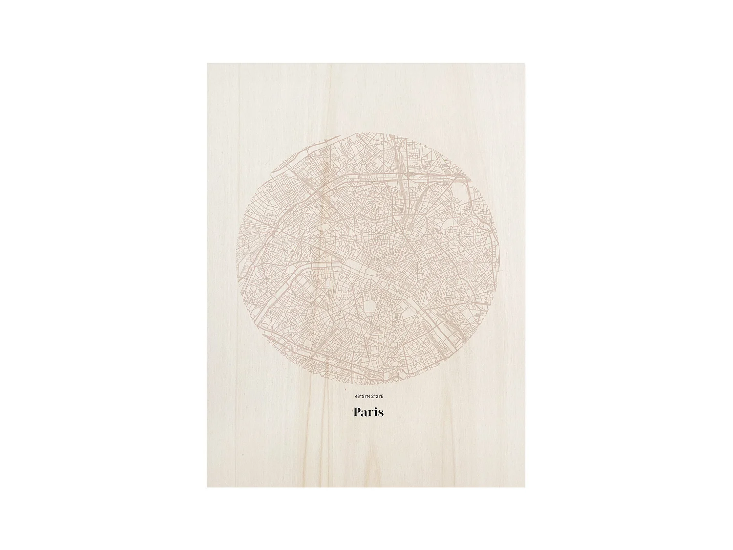 Cuadro de madera Paris Map
