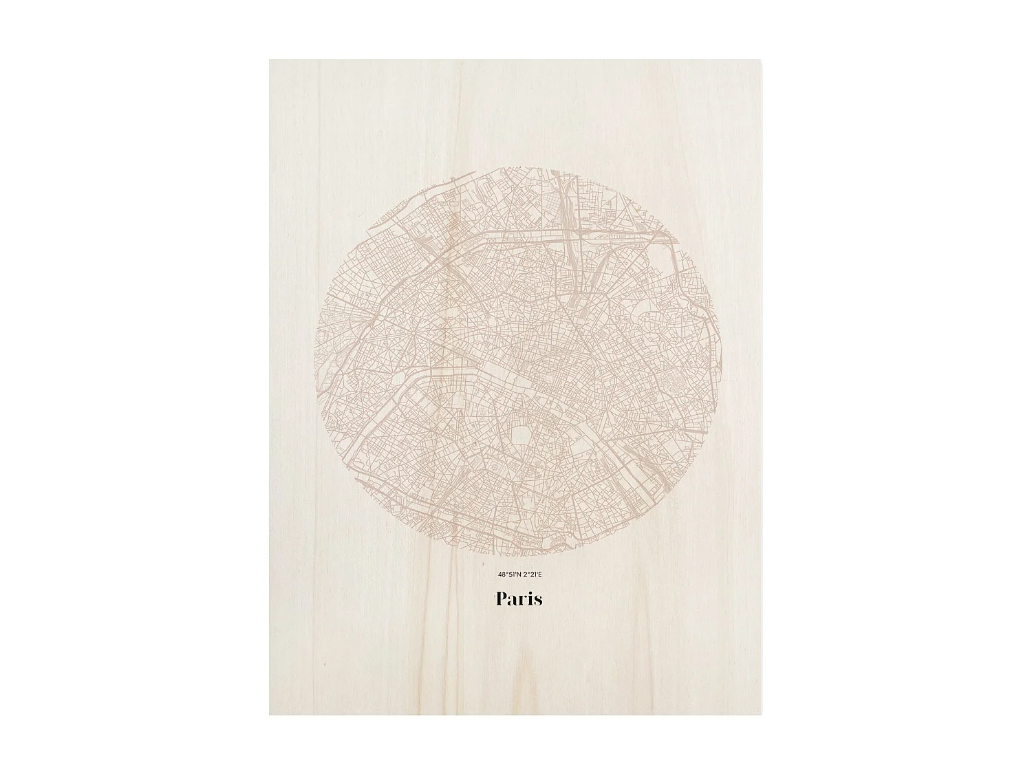 Cuadro de madera Paris Map