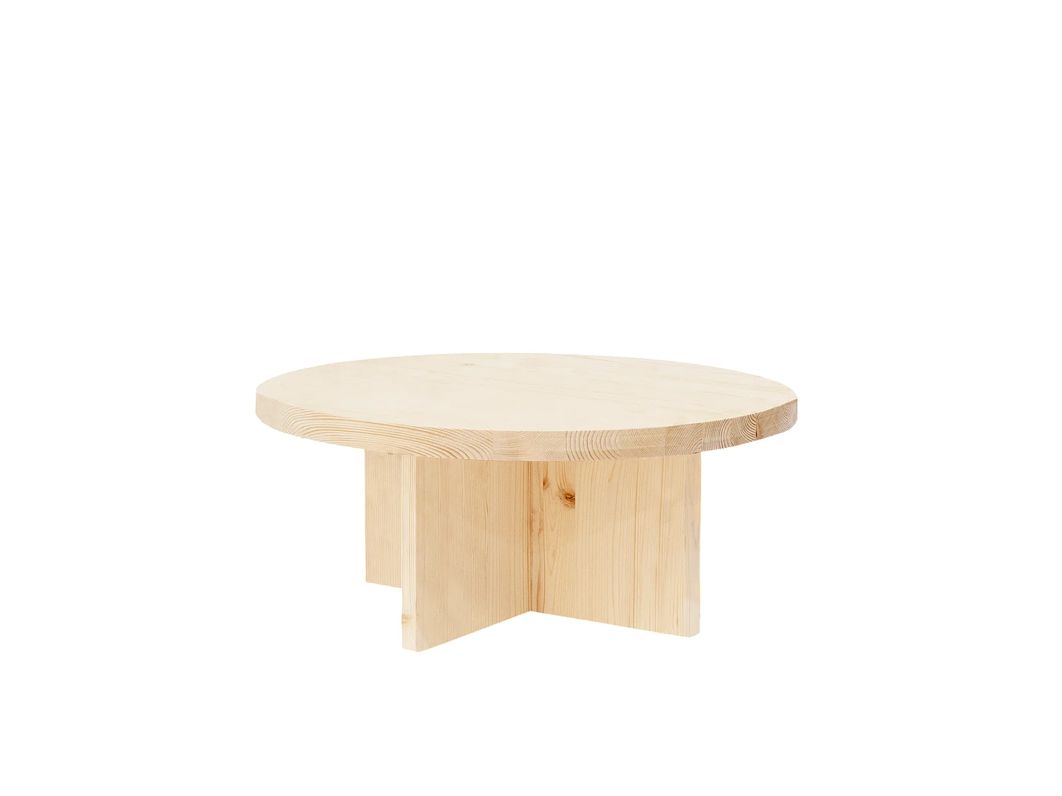 Mesa de centro redonda de madera de abeto Decowood color natural de Ø60cm - TOKYO - DECOWOOD