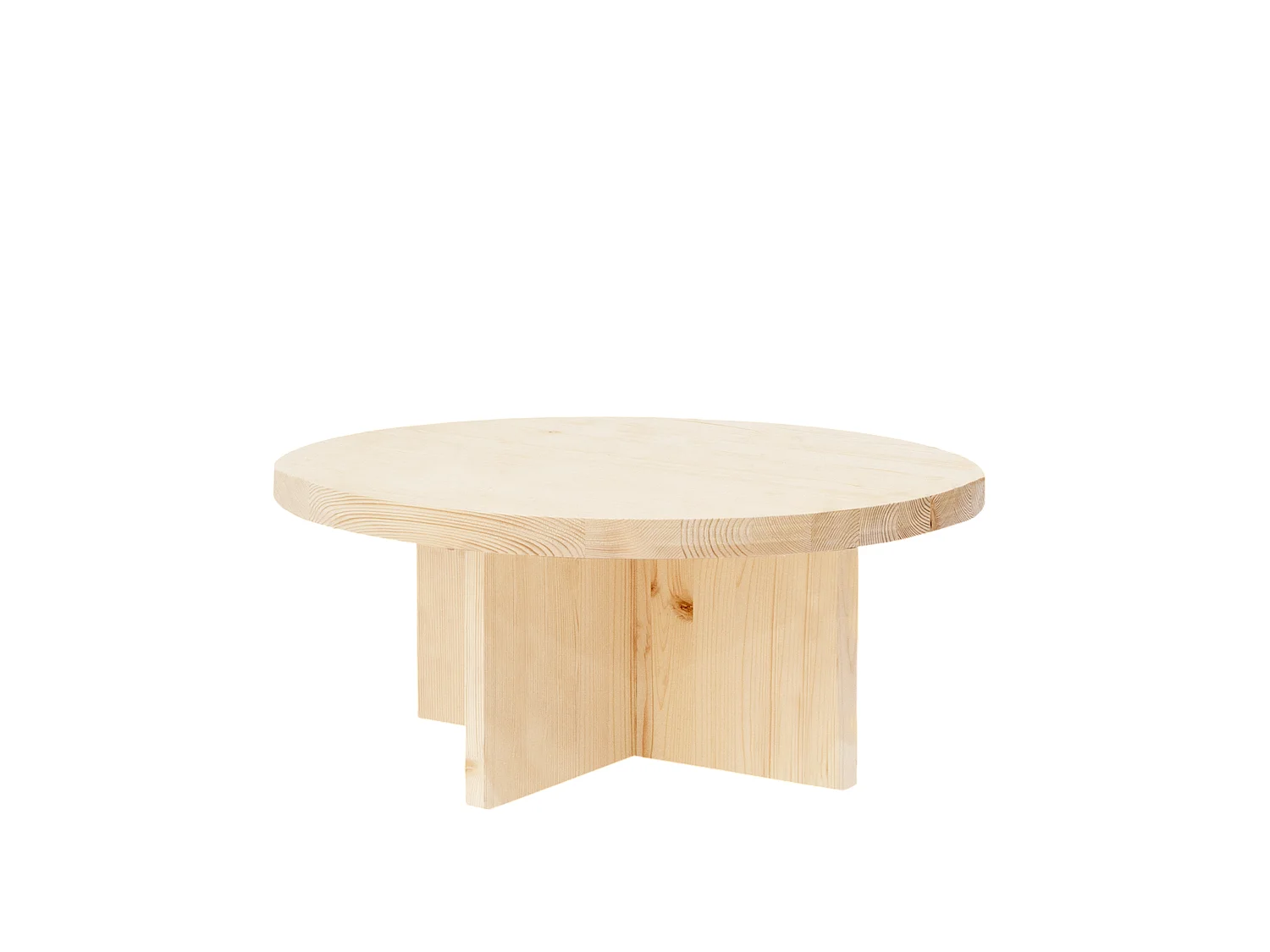 Table basse ronde en bois de sapin naturel Ø60x33,2cm - TOKYO - DECOWOOD
