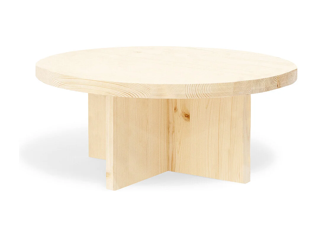 Table basse ronde en bois de sapin naturel Ø60x33,2cm - TOKYO - DECOWOOD