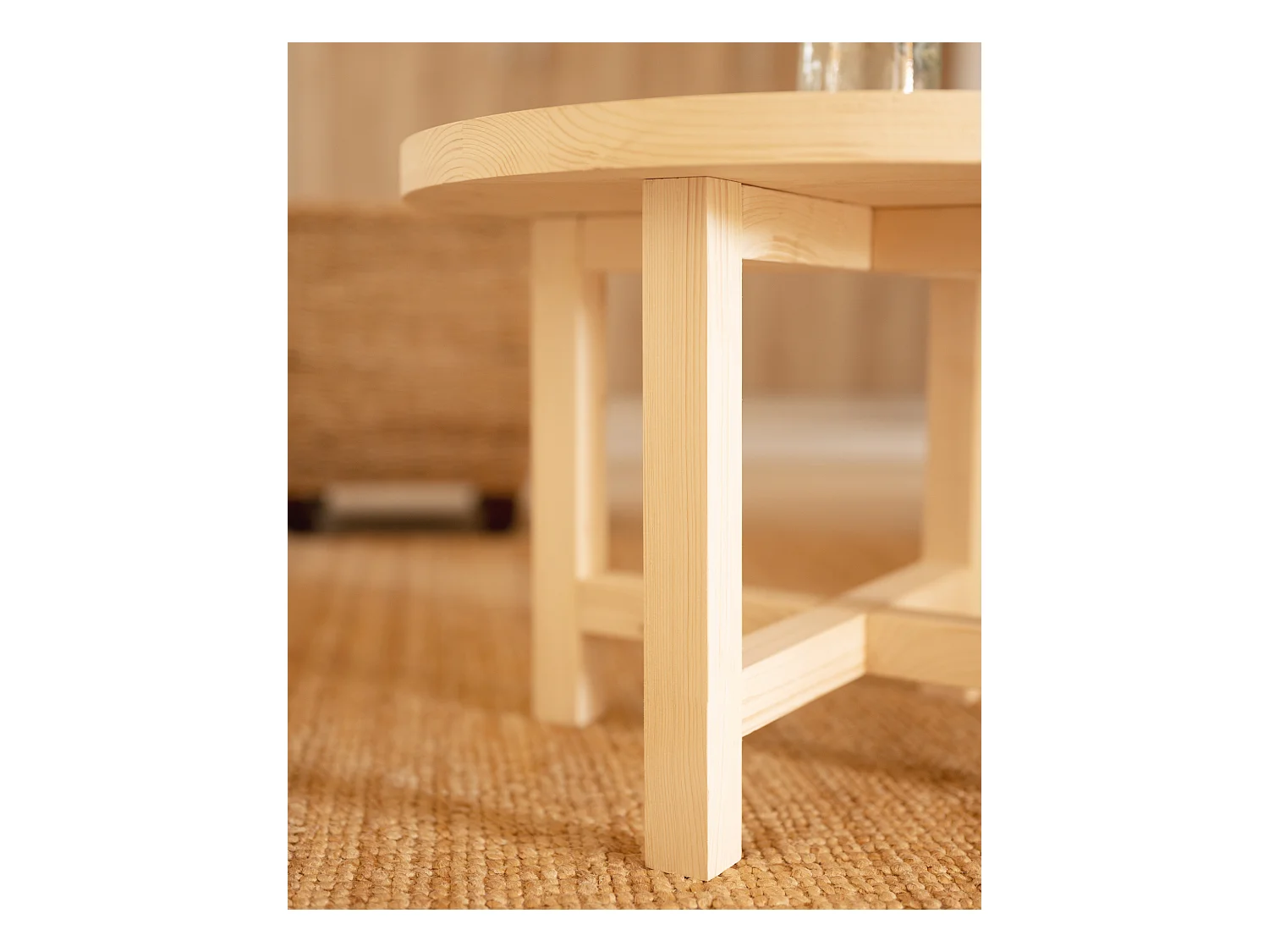 Mesa de centro redonda de madera de abeto Decowood en color natural de Ø60cm - OLIVIA - DECOWOOD