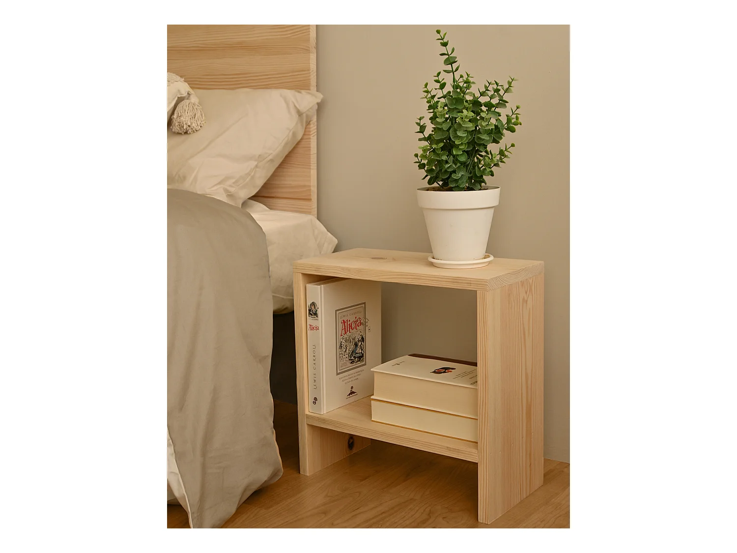 Comodino in legno massello in tono naturale 20x40cm - MELLER - DECOWOOD