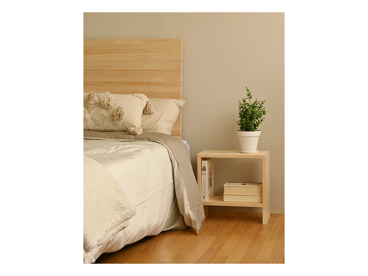 Comodino in legno massello in tono naturale 20x40cm - MELLER - DECOWOOD