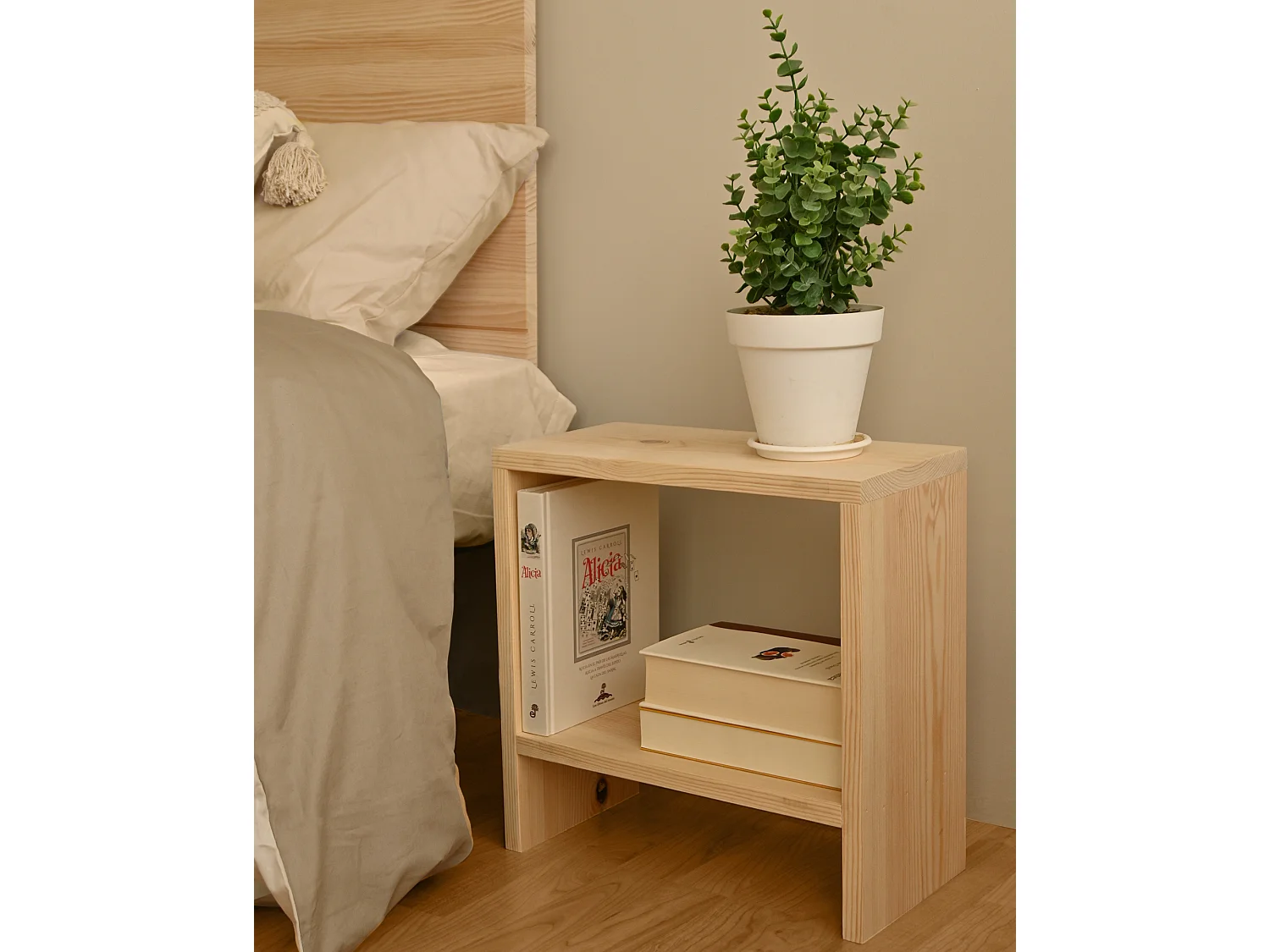 Comodino in legno massello in tono naturale 20x40cm - MELLER - DECOWOOD