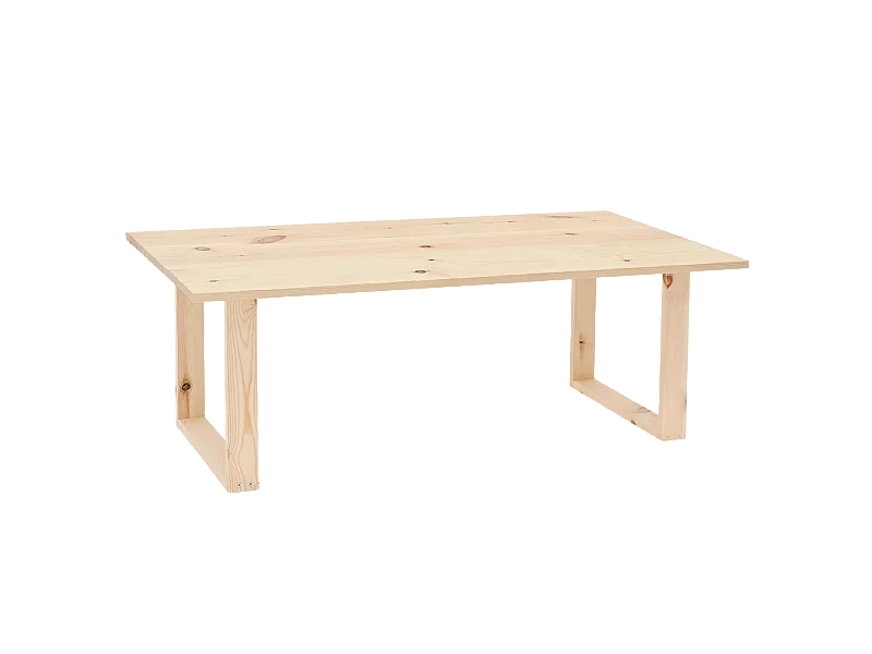 Tavolo basso rettangolare in legno massello in tono naturale 120x45cm - BIELSA - DECOWOOD