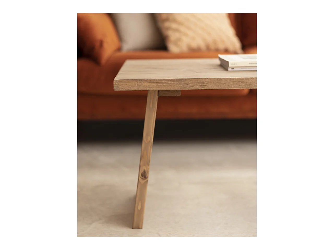 Table basse en bois de pin vieilli 120x45cm - FRIDA - DECOWOOD