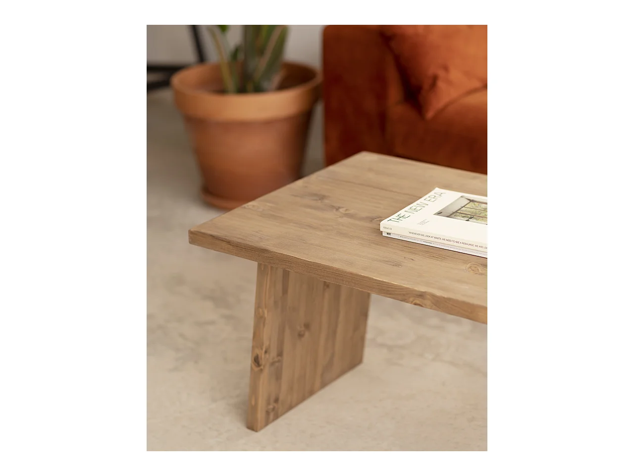 Table basse en bois de pin vieilli 120x45cm - FRIDA - DECOWOOD