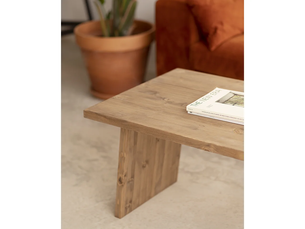 Table basse en bois de pin vieilli 120x45cm - FRIDA - DECOWOOD