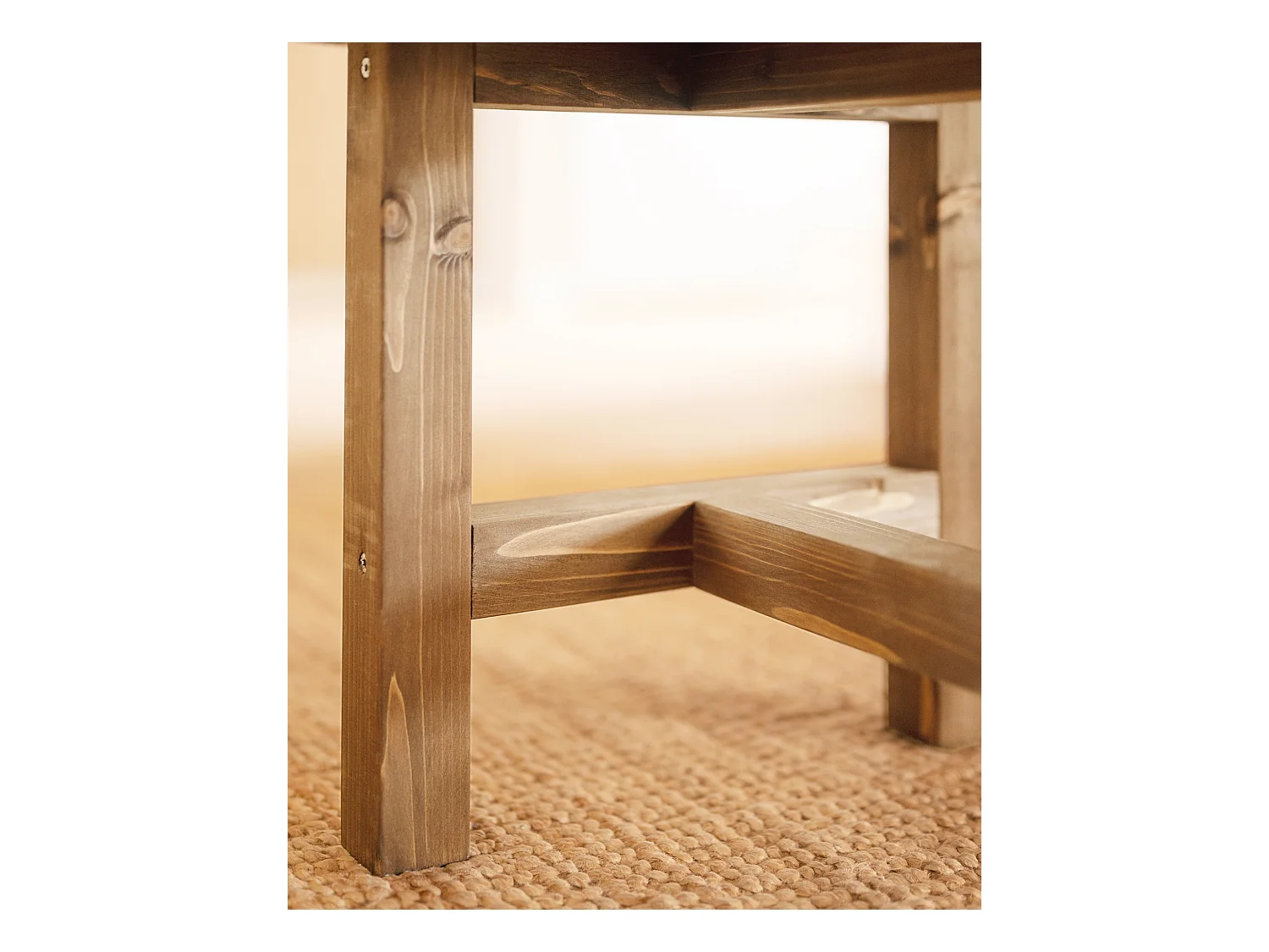 Table basse en bois de sapin vieilli 120x40cm - OLIVIA - DECOWOOD