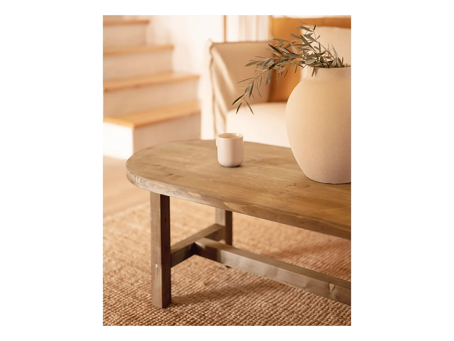 Table basse en bois de sapin vieilli 120x40cm - OLIVIA - DECOWOOD