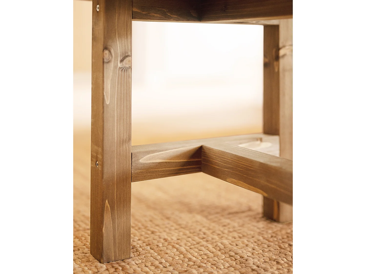 Tavolo basso ovale in legno massello in tono marrone 120x40cm - OLIVIA - DECOWOOD