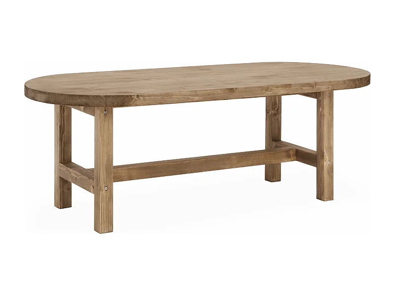 Mesa de centro ovalada de madera de abeto Decowood en color roble oscuro de 120x40cm - OLIVIA - DECOWOOD