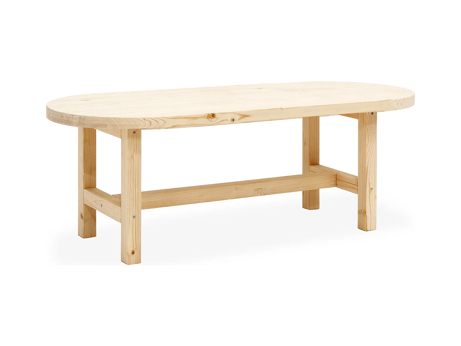 Mesa de centro ovalada de madera de abeto Decowood en color natural de 120x40cm - OLIVIA - DECOWOOD