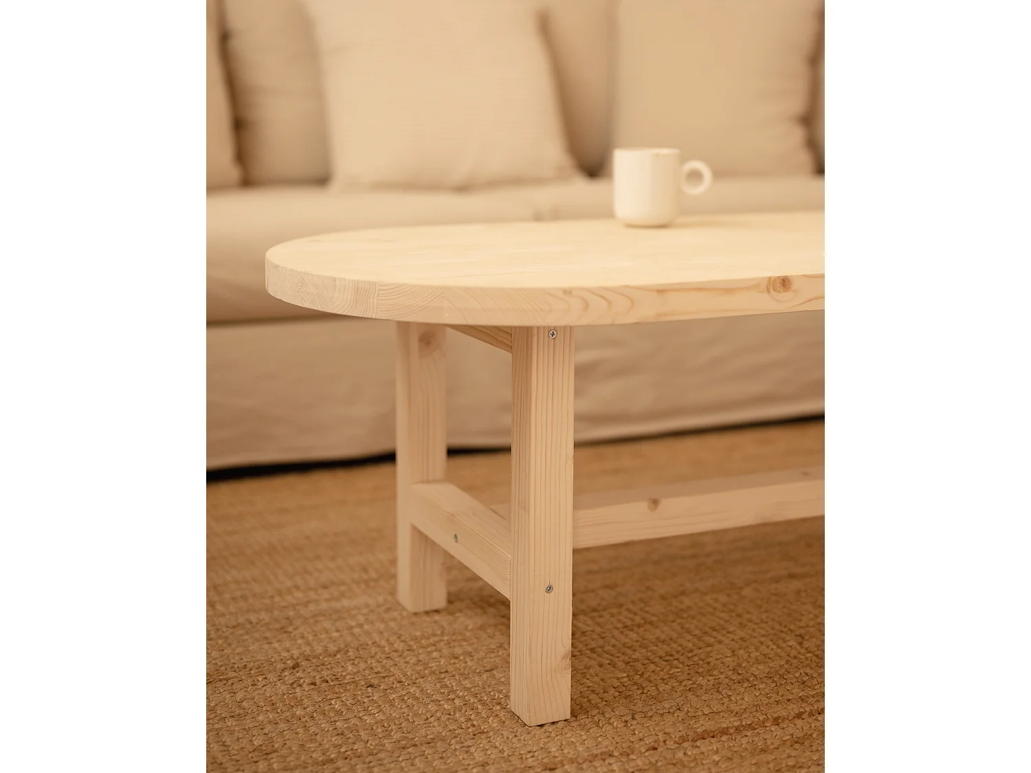 Table basse en bois de sapin naturel 120x40cm - OLIVIA - DECOWOOD