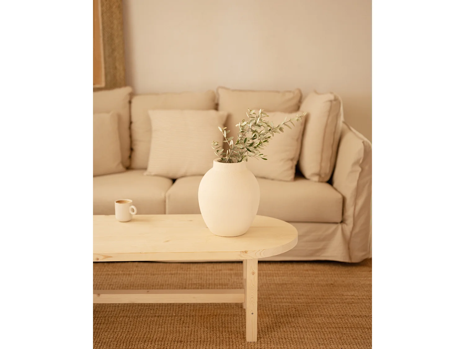 Table basse en bois de sapin naturel 120x40cm - OLIVIA - DECOWOOD