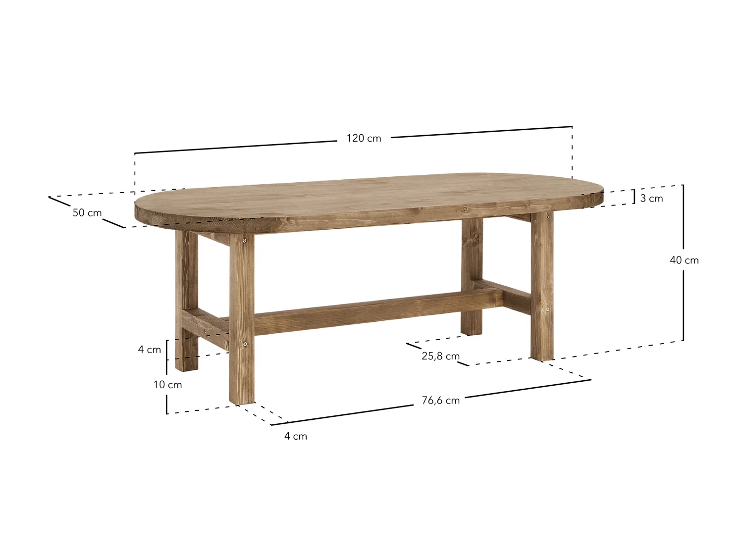 Table basse en bois de sapin naturel 120x40cm - OLIVIA - DECOWOOD