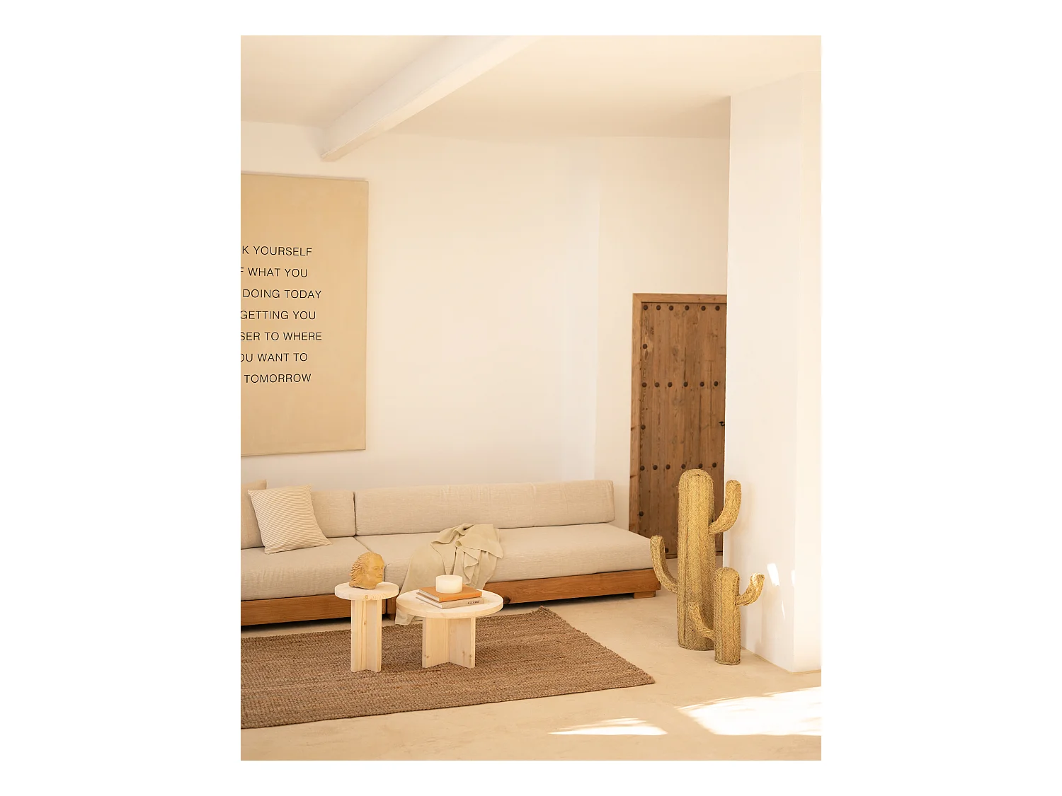 Mesa de centro redonda de madera de abeto Decowood color natural de Ø80cm - TOKYO - DECOWOOD