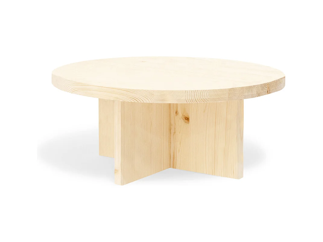 Mesa de centro redonda de madera de abeto Decowood color natural de Ø80cm - TOKYO - DECOWOOD
