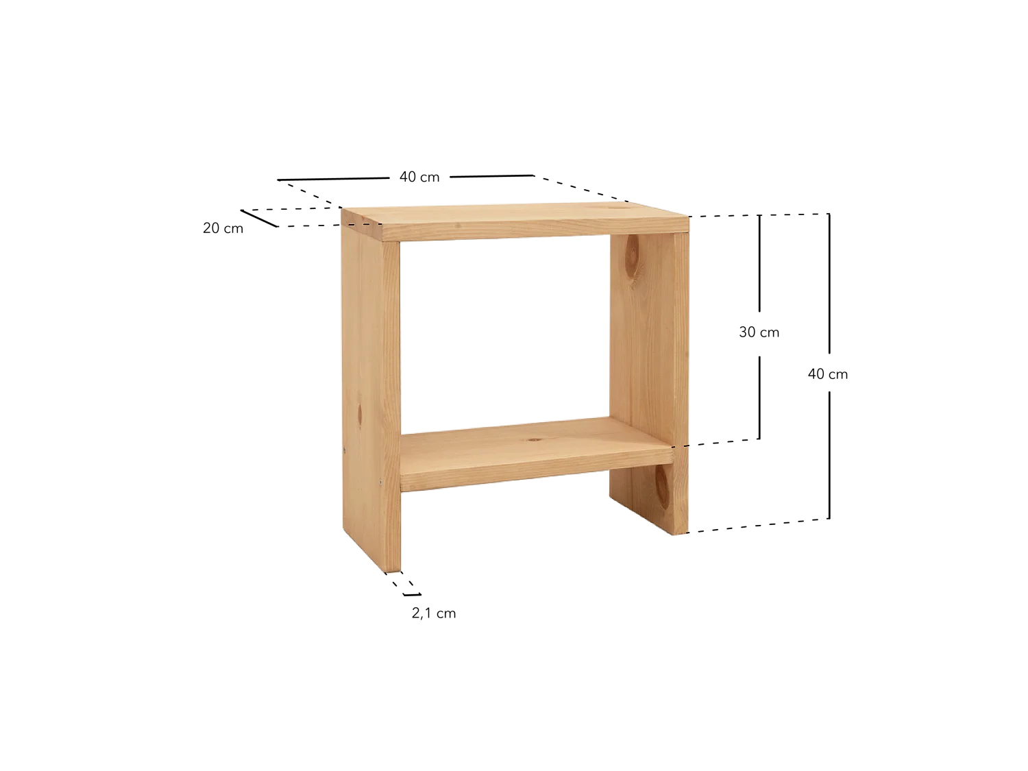 Comodino in legno massello in tono rovere scuro 20x40cm - MELLER - DECOWOOD