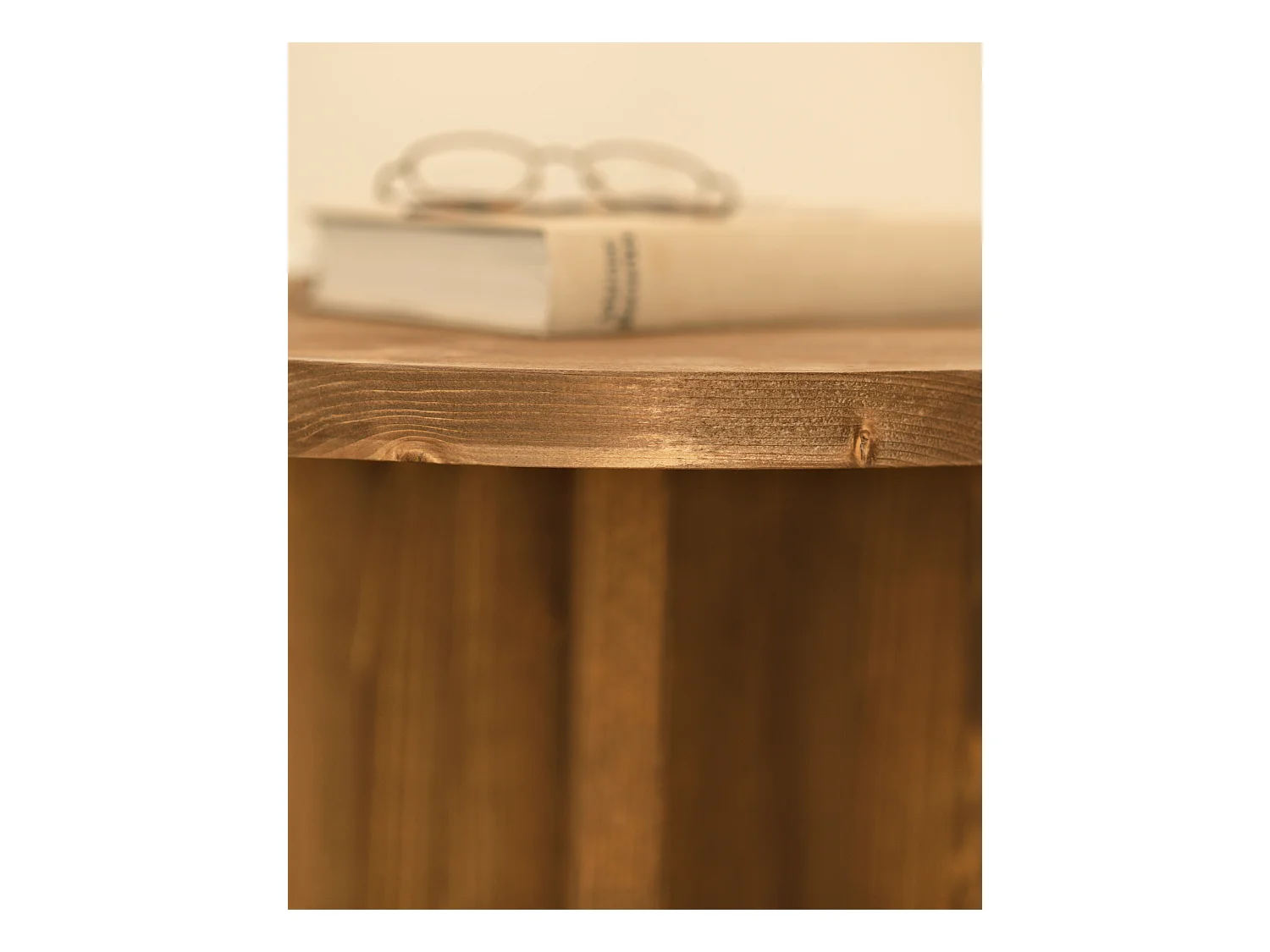 Mesa de centro redonda de madera de abeto Decowood color roble oscuro de Ø60cm - TOKYO - DECOWOOD