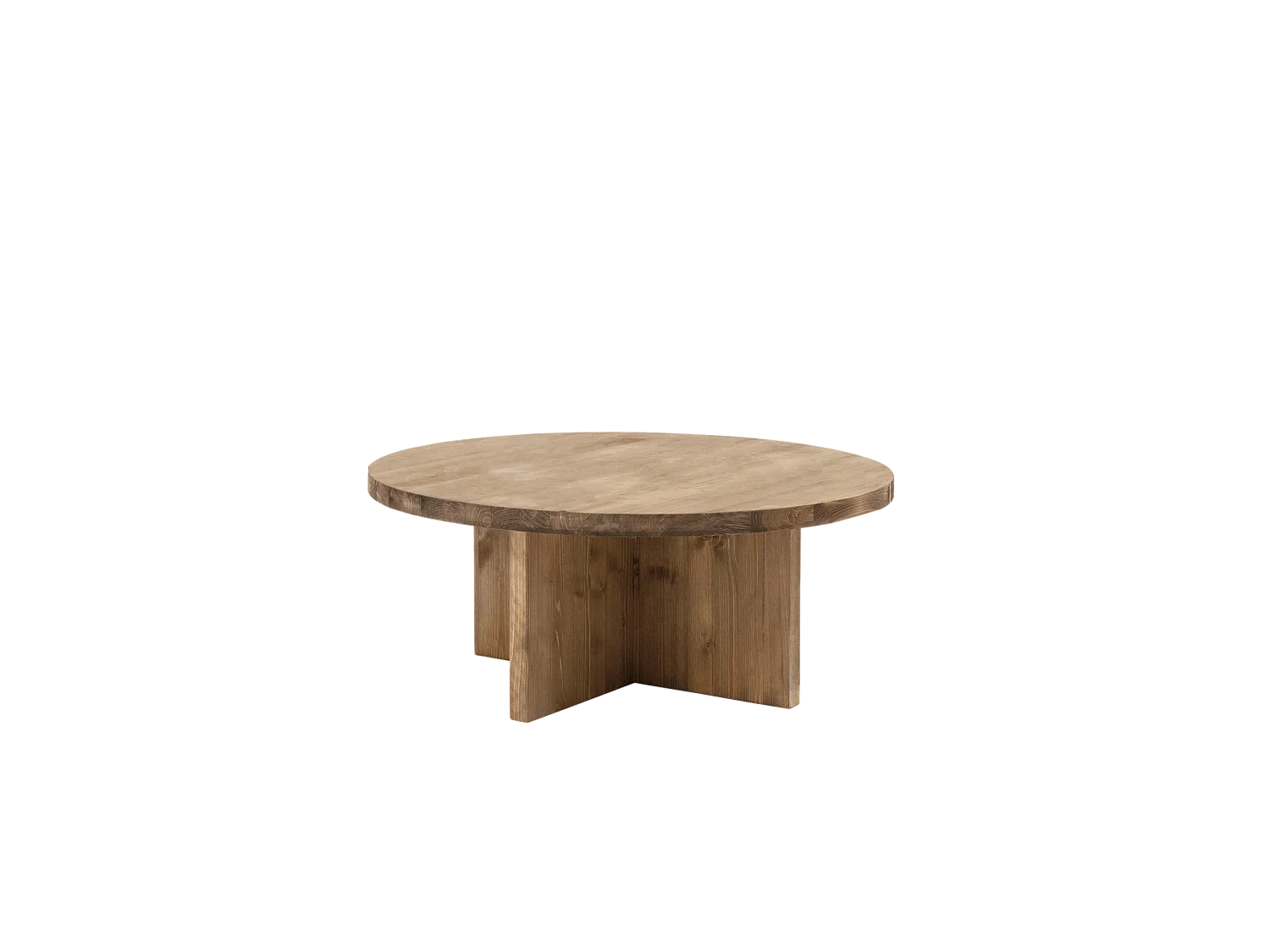 Mesa de centro redonda de madera de abeto Decowood color roble oscuro de Ø60cm - TOKYO - DECOWOOD