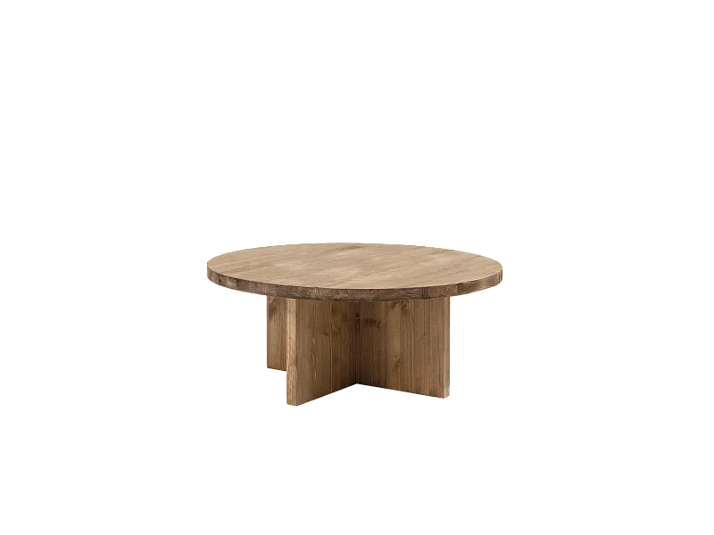 Mesa de centro redonda de madera de abeto Decowood color roble oscuro de Ø60cm - TOKYO - DECOWOOD