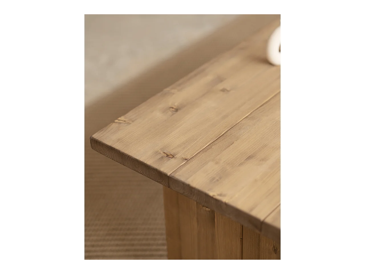 Mesa de centro rectangular de madera de pino Decowood de dos patas en color roble oscuro de 120x60cm - FRIDA - DECOWOOD