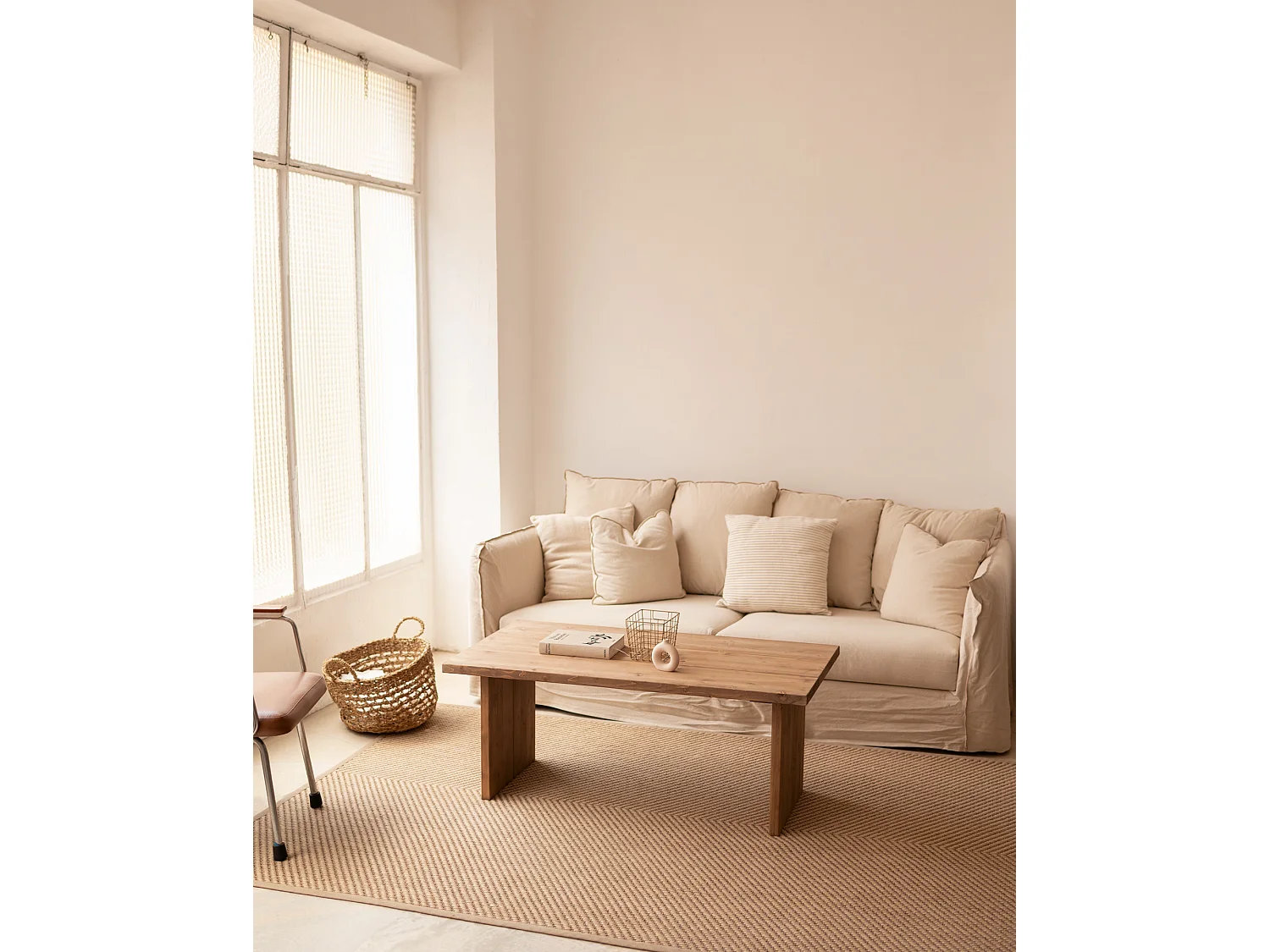 Tavolo basso rettangolare in legno massello in marrone 120x47cm - FRIDA - DECOWOOD