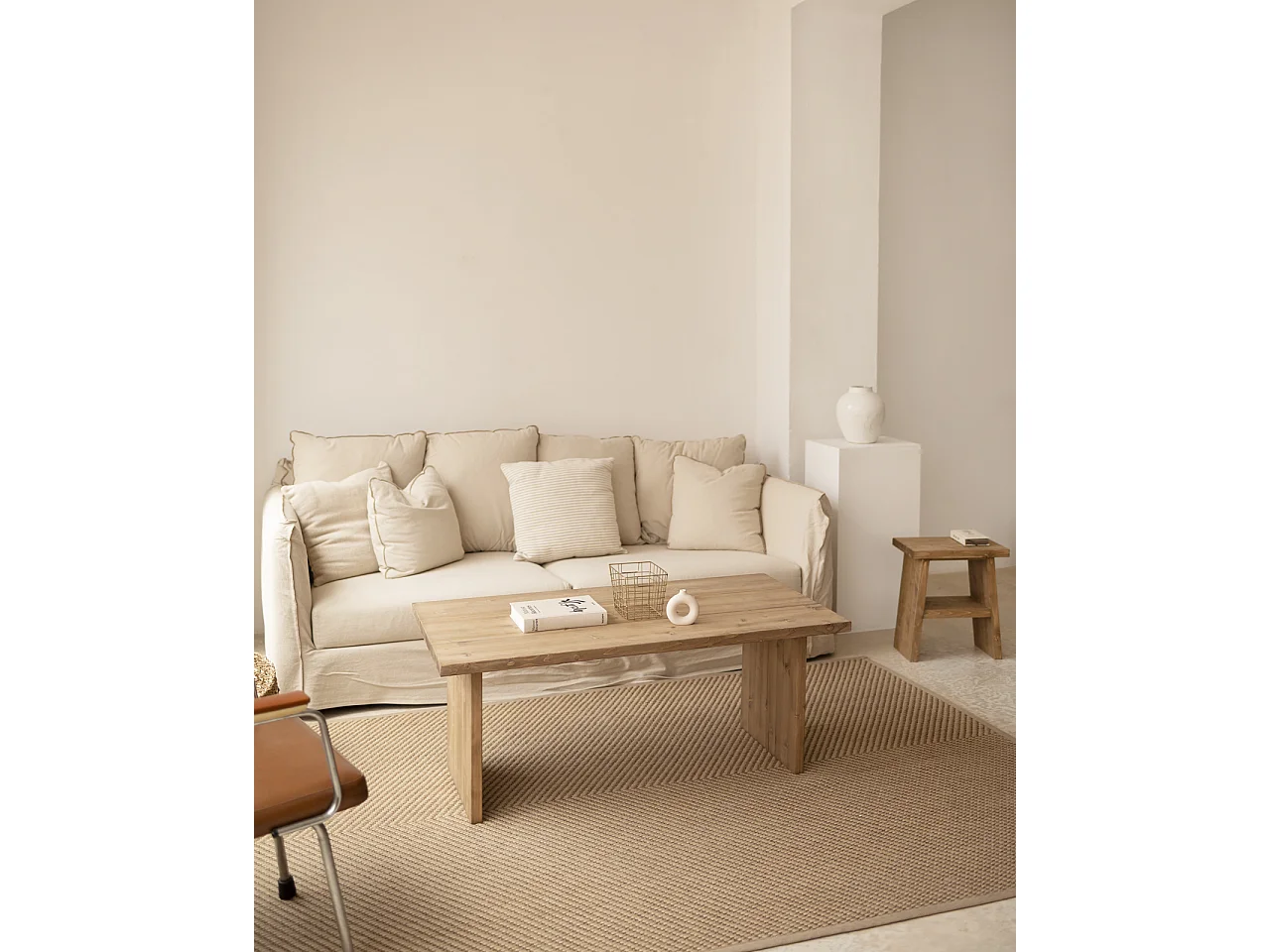 Tavolo basso rettangolare in legno massello in marrone 120x47cm - FRIDA - DECOWOOD