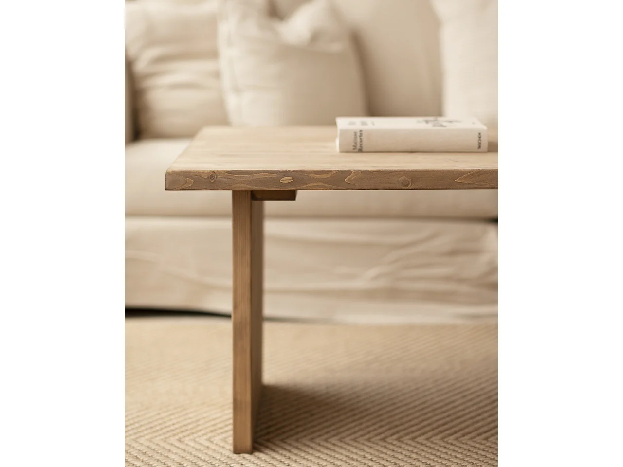 Tavolo basso rettangolare in legno massello in marrone 120x47cm - FRIDA - DECOWOOD