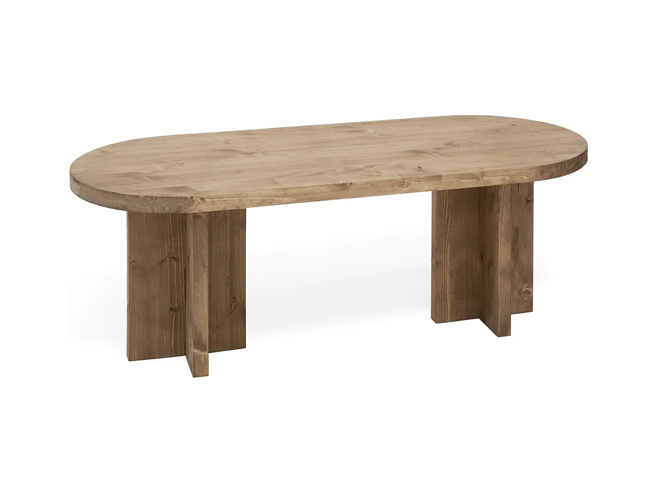 Tavolo basso ovale in legno massello in tono marrone 120x40cm - TOKYO - DECOWOOD