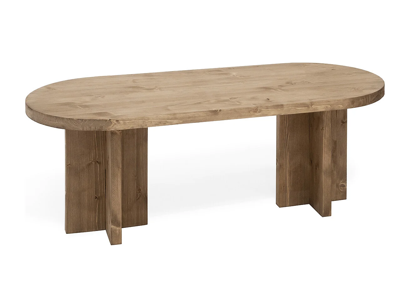 Mesa de centro ovalada de madera de abeto Decowood color roble oscuro de 120x40cm - TOKYO - DECOWOOD