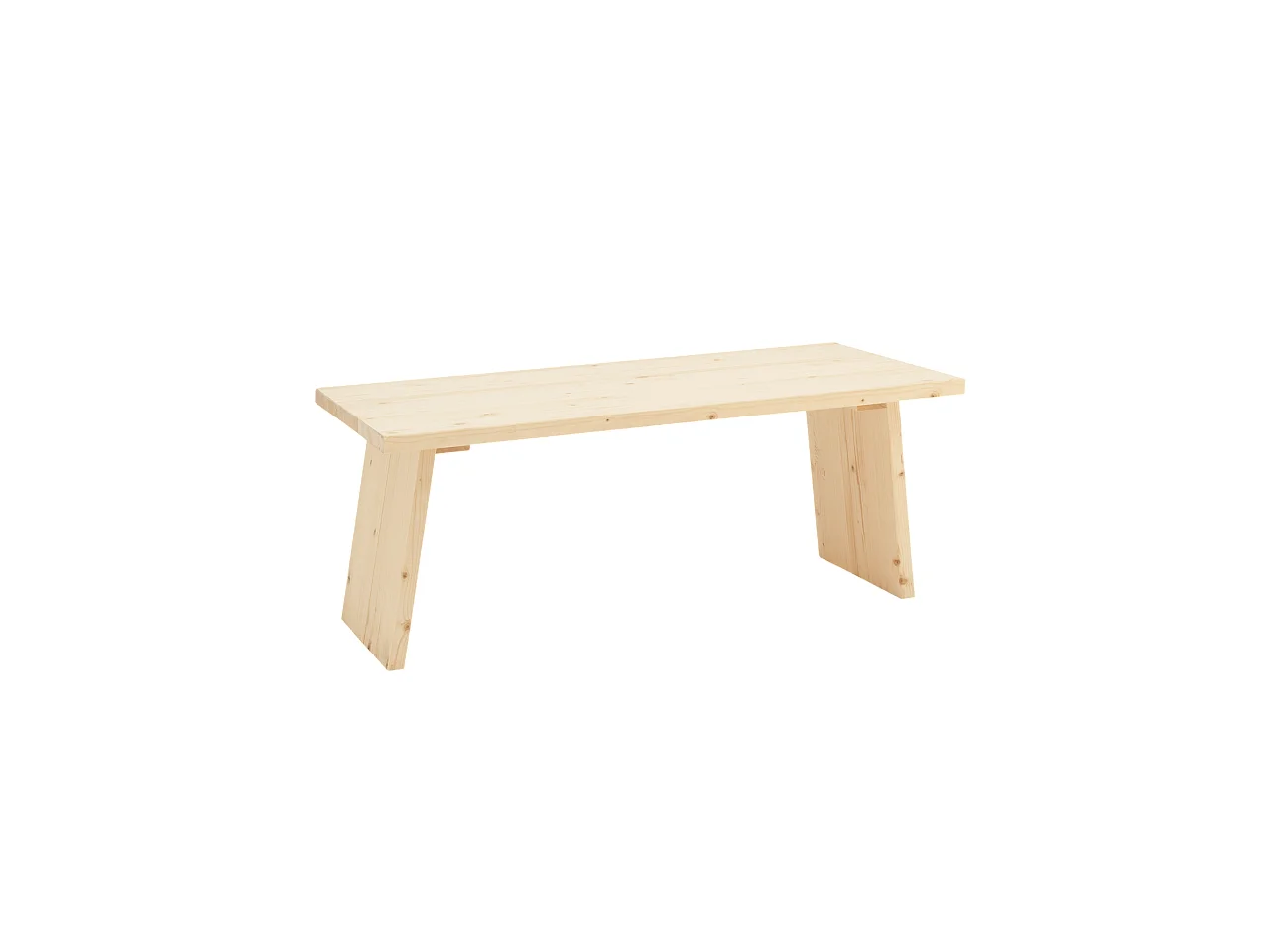 Mesa de centro rectangular de madera de pino Decowood de dos patas en color natural de 120x60cm - FRIDA - DECOWOOD