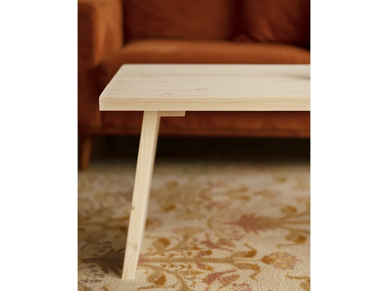 Table basse en bois de pin naturelle 120x45cm - FRIDA - DECOWOOD