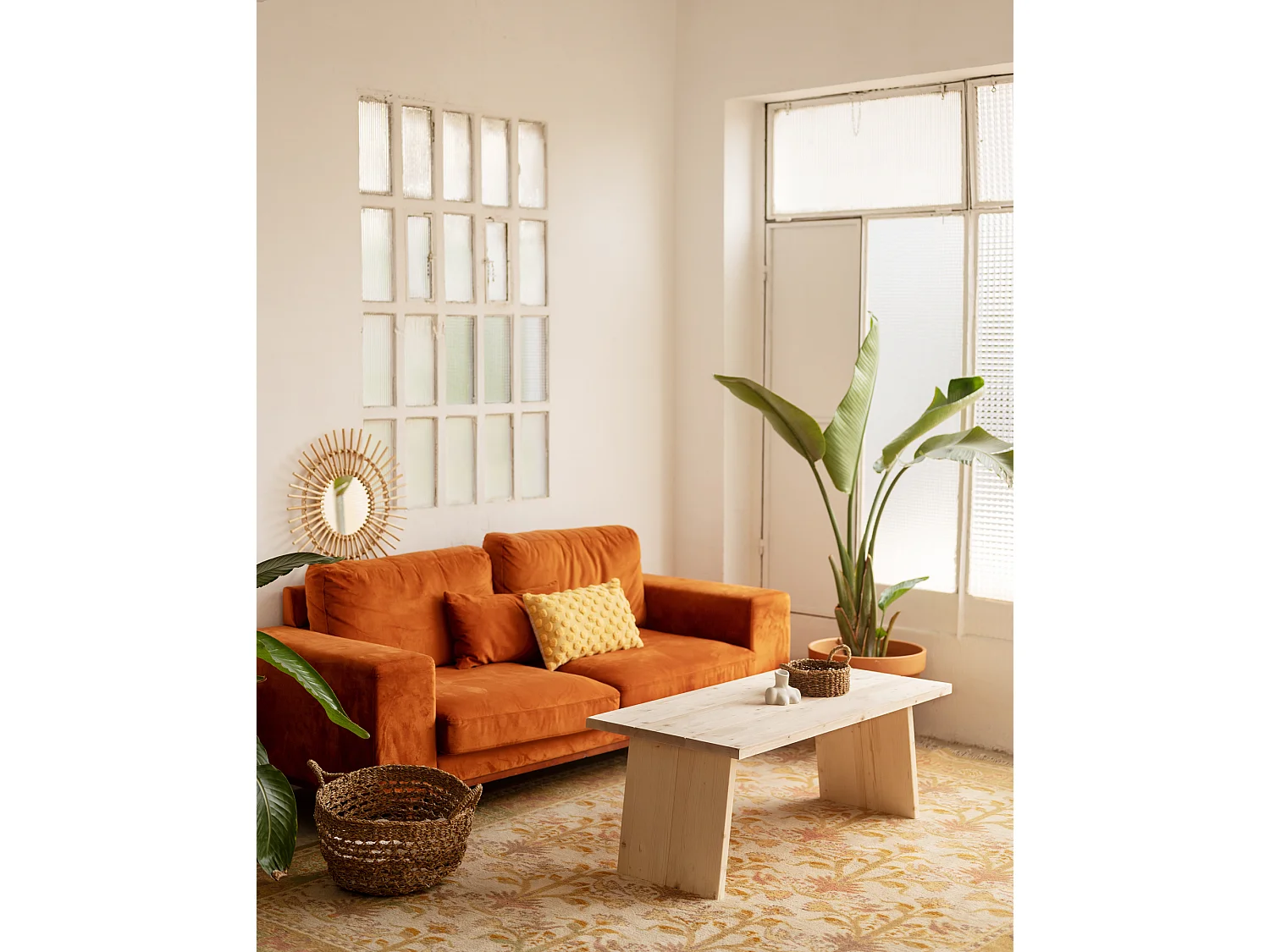 Table basse en bois de pin naturelle 120x45cm - FRIDA - DECOWOOD