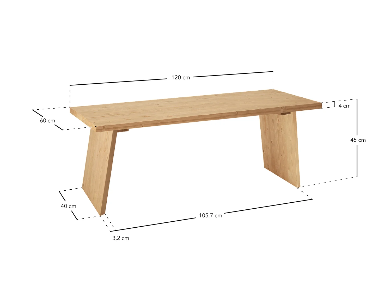 Table basse en bois de pin naturelle 120x45cm - FRIDA - DECOWOOD
