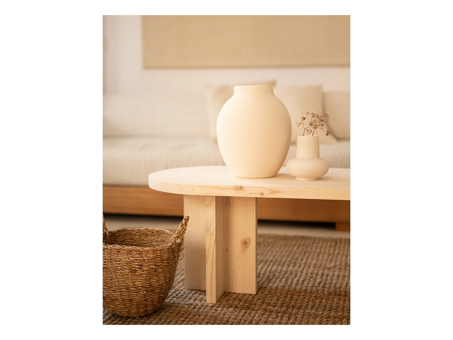 Table basse en bois de sapin naturelle 120x40cm - TOKYO - DECOWOOD
