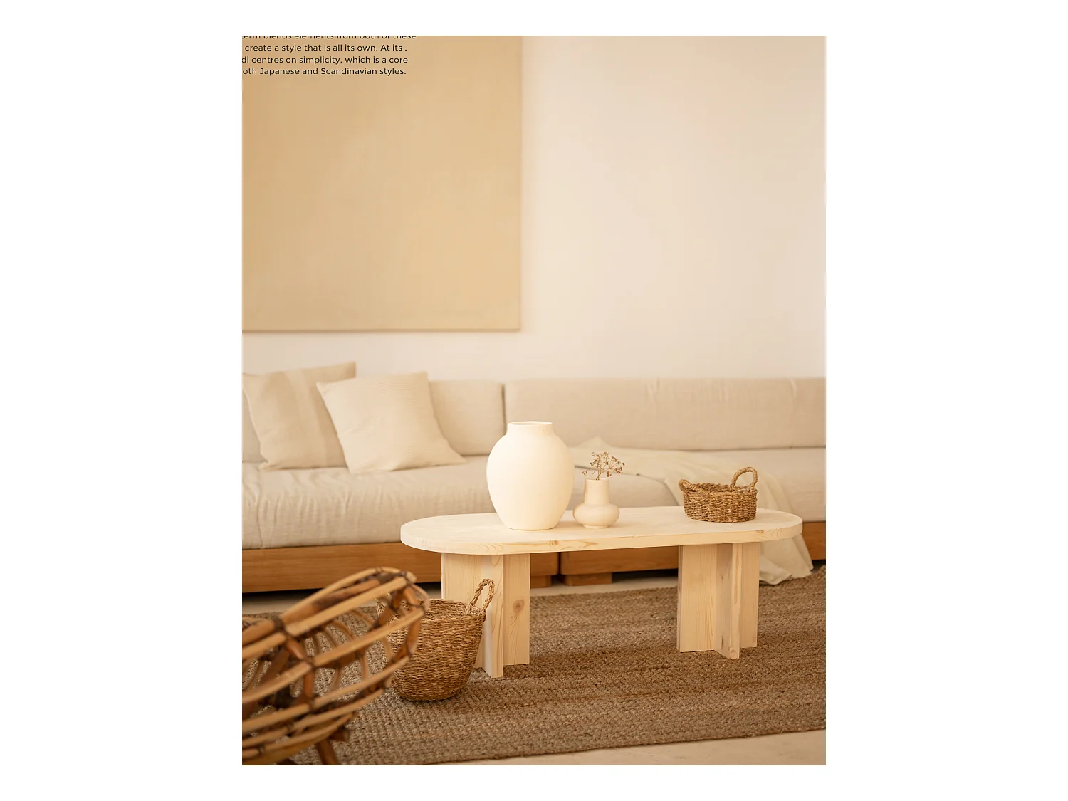 Mesa de centro ovalada de madera de abeto Decowood color natural de 120x40cm - TOKYO - DECOWOOD