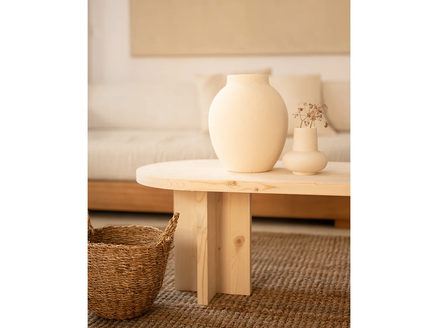 Table basse en bois de sapin naturelle 120x40cm - TOKYO - DECOWOOD