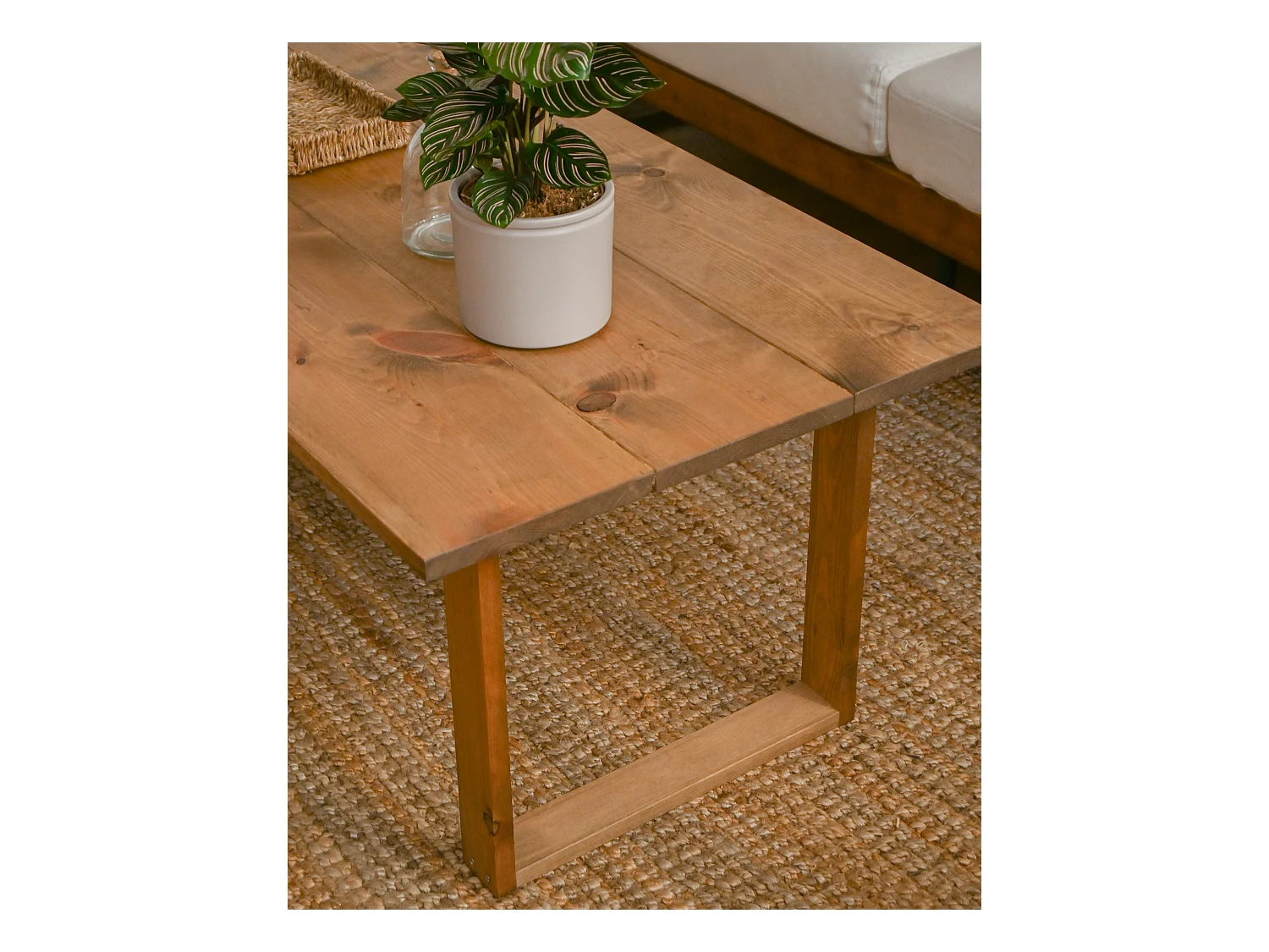 Tavolo basso rettangolare in legno massello in marrone  120x45cm - BIELSA - DECOWOOD