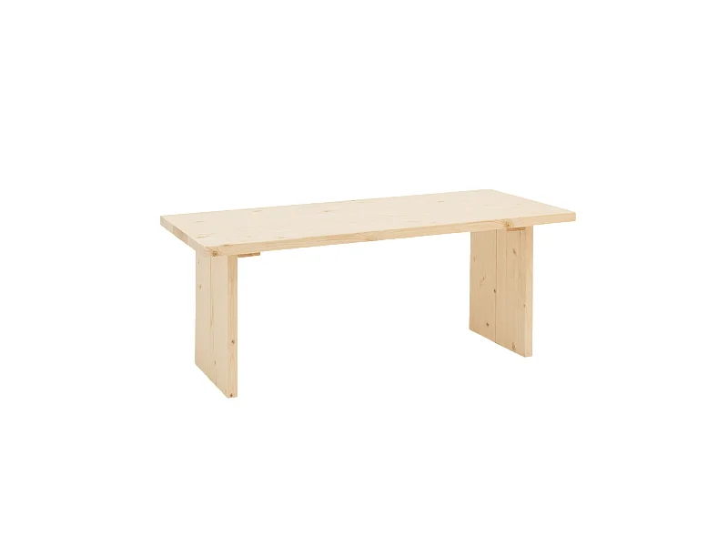Tavolo basso rettangolare in legno massello in tono naturale 120x47cm - FRIDA - DECOWOOD