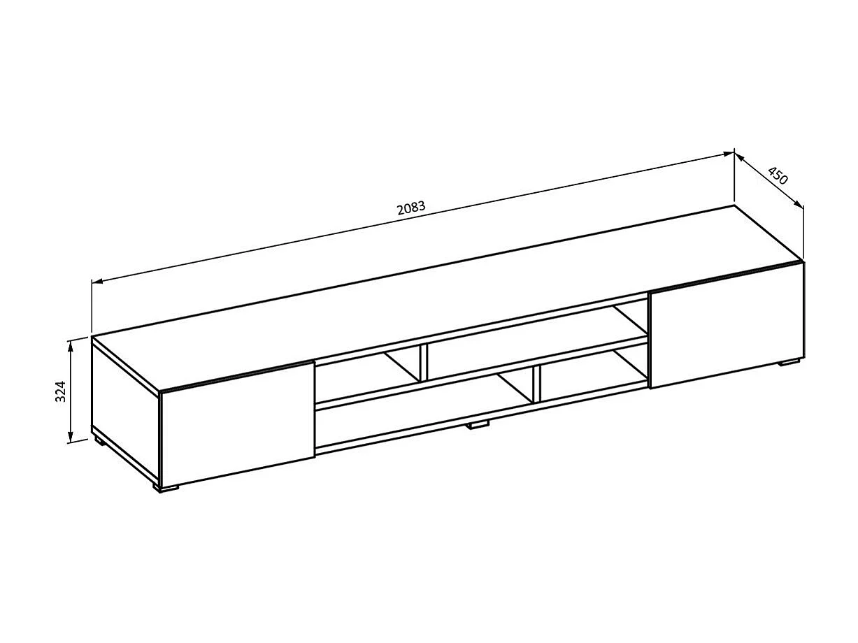 TV-Möbel 210cm in Schwarz aus der Kollektion KOBEE. Möbel zum Aufstellen oder Aufhängen.