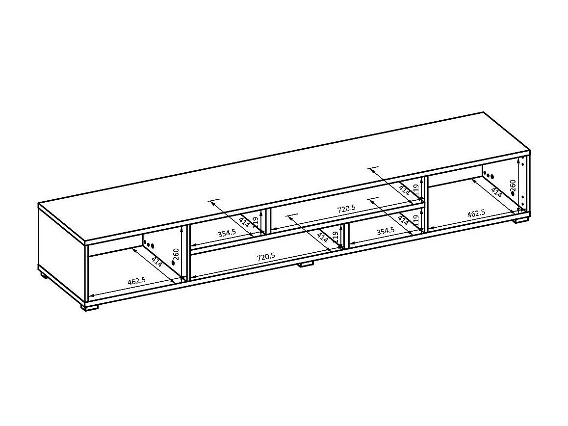 TV-Möbel 210cm in Schwarz aus der Kollektion KOBEE. Möbel zum Aufstellen oder Aufhängen.