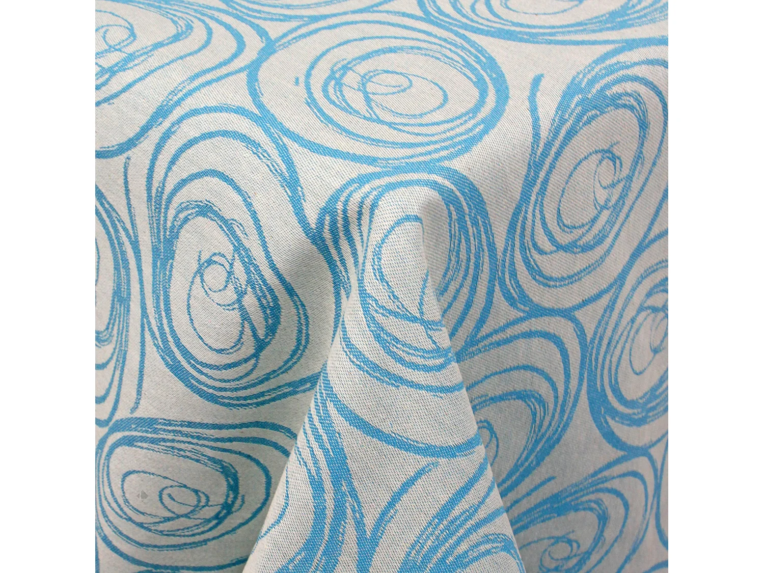 Nappe carrée 175x175 cm Jacquard coton SPIRALE bleu turquoise